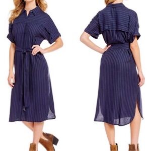 CREMIEUX CLAUDIA PINSTRIPE NAVY SHIRT DRESS women’s size 14